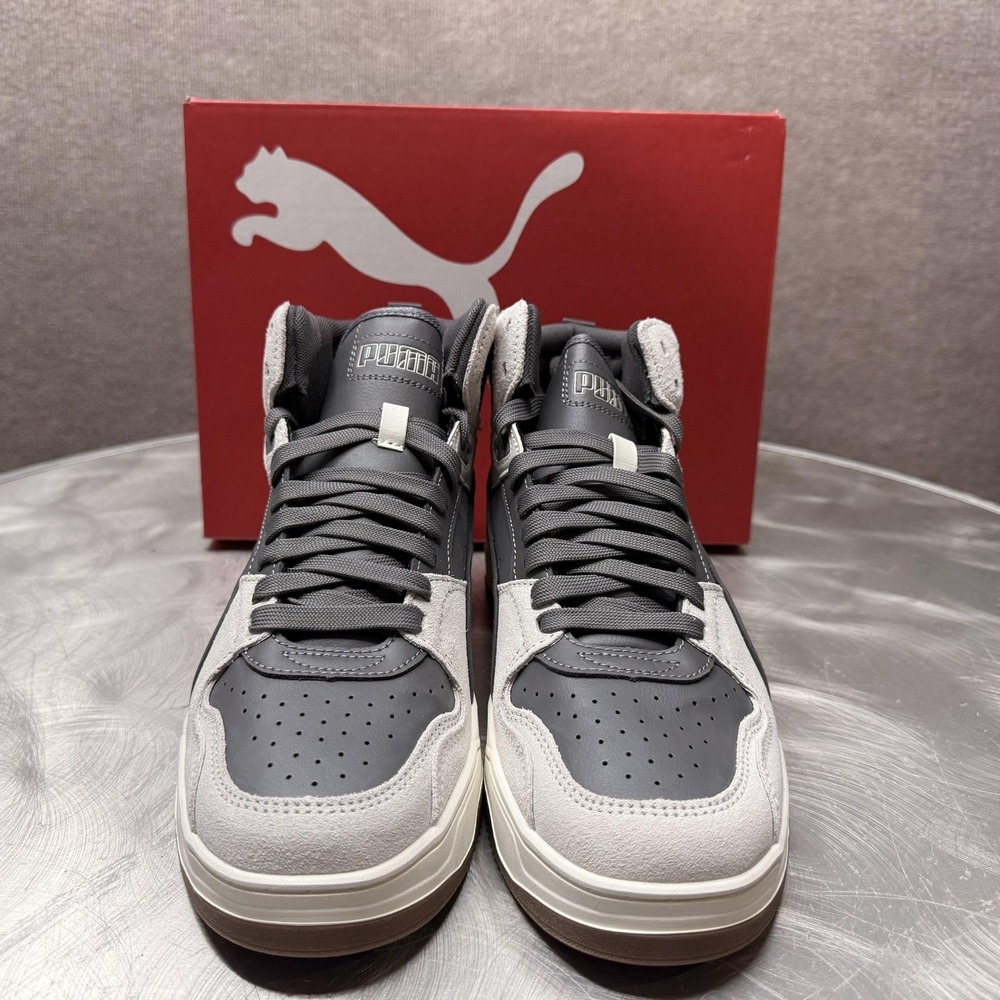 Puma Rebound Joy Mid Mens Sneakers Grey White High Top 402452-01 Size 9
